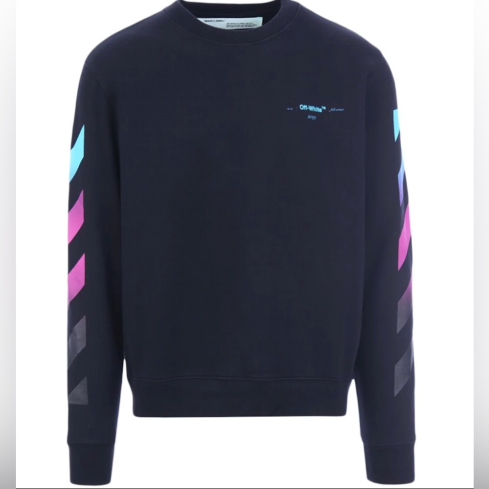 Off-White Black Multicolor Diag Gradient Crew Xs - image 1
